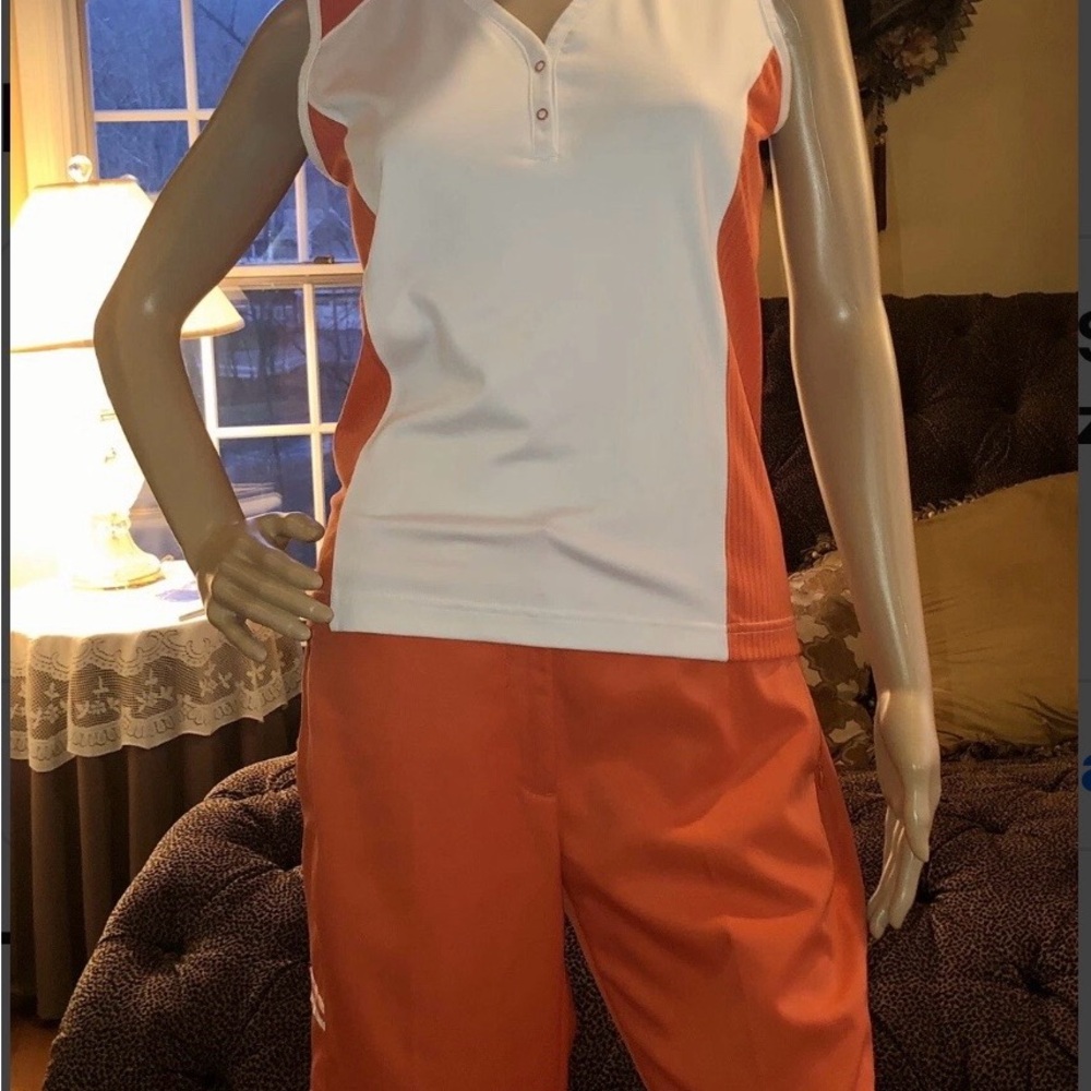 Women's Athletic Orange Shorts and Shirt